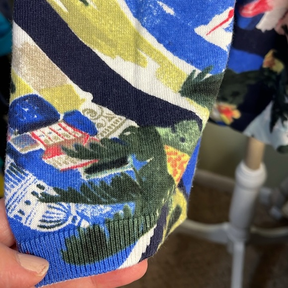 Talbots Petites Lightweight button down tropical colorful sweater Cardigan - Picture 12 of 14